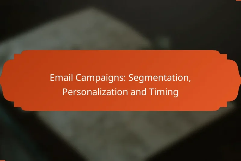 Email Campaigns: Segmentation, Personalization and Timing