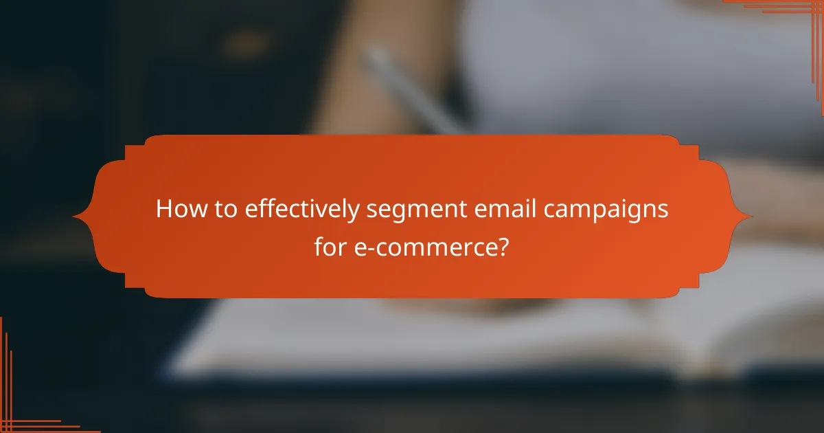 How to effectively segment email campaigns for e-commerce?