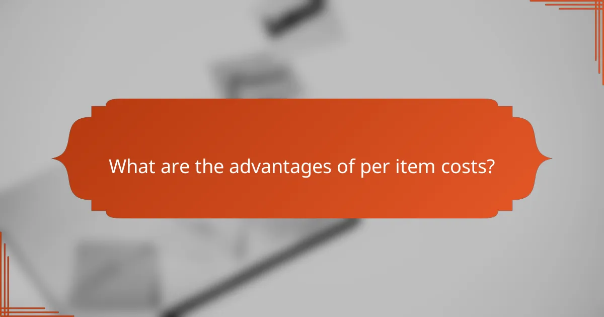 What are the advantages of per item costs?